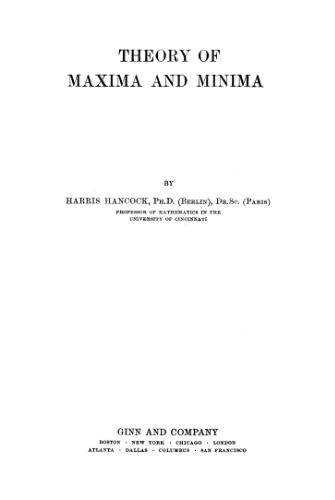 Theory of maxima and minima