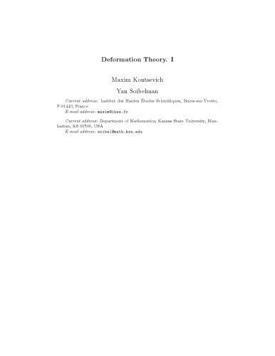 Deformation Theory I (draft)