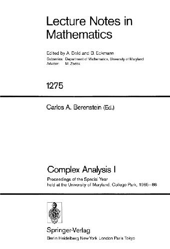 Complex Analysis I