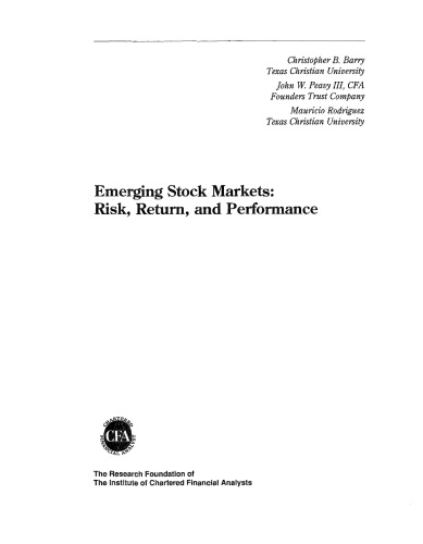 Emerging Stock Markets: Risk, Return and Performance (Research Foundation of AIMR and Blackwell Series in Finance)