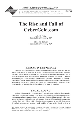 Rise and Fall of Cybergold. COM