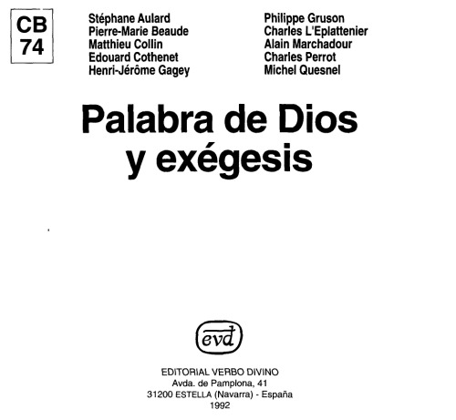 Palabra de Dios y Exégesis