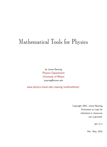 Mathematical tools for physics