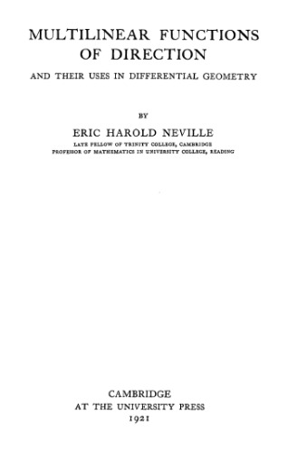 Multilinear functions of direction and their uses in differential geometry