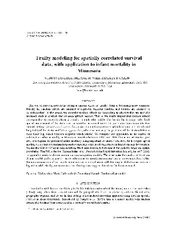 Frailty modeling for spatially correlated survival data, with application to infant mortality in Minnesota