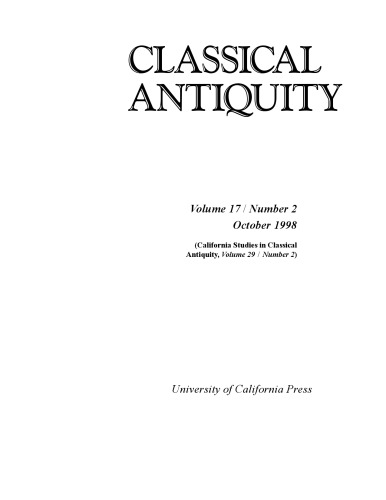 Classical Antiquity Vol 17 N2 October 1998