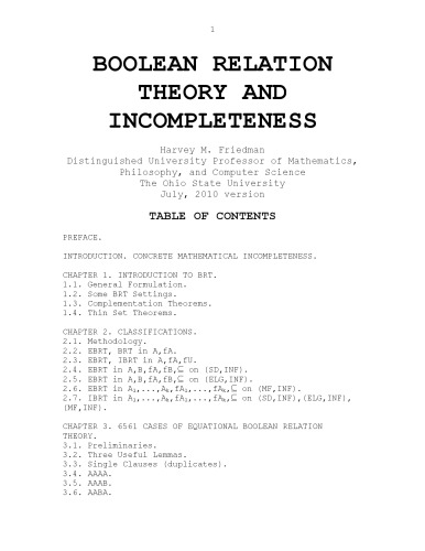 Boolean Relation Theory and Incompletness  (July, 2010 version)