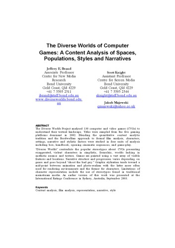 The Diverse Worlds of Computer Games: A Content Analysis of Spaces, Populations, Styles and Narratives