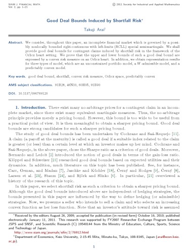 SIAM Journal on Financial Mathematics Vol 2