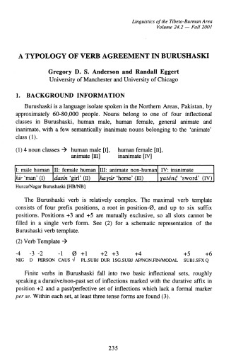 A typology of verb agreement in Burushaski