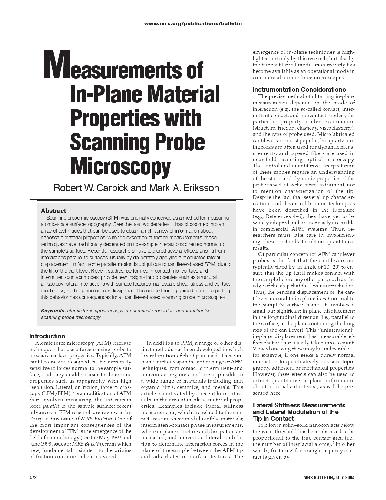 Measurements of In-Plane Material Properties with Scanning Probe Microscopy