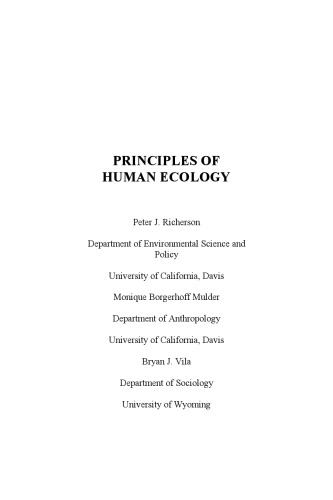 Principles of Human Ecology