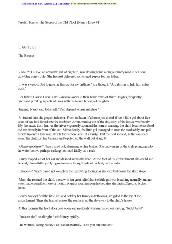 The Secret of the Old Clock (Nancy Drew, Book 1)