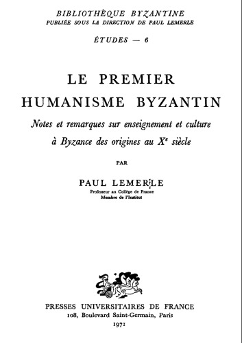 Le premier humanisme byzantin