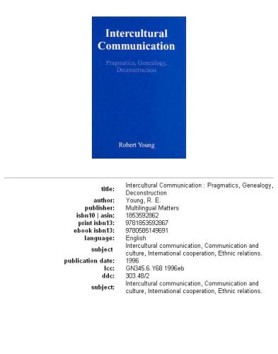 Intercultural Communication: Pragmatics, Genealogy, Deconstruction