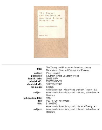 Theory and Practice of American Literary Naturalism: Selected Essay and Reviews