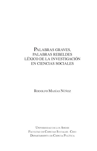 Palabras graves, palabras rebeldes. Léxico de la investigación en ciencias sociales