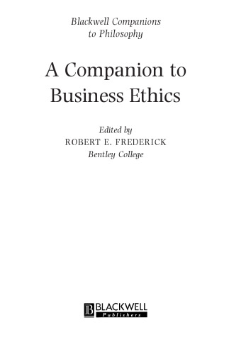 A Companion to Business Ethics
