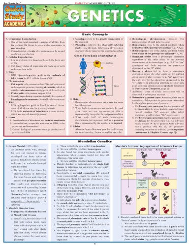 Genetics Quick Reference Guide (Quick Study Academic)