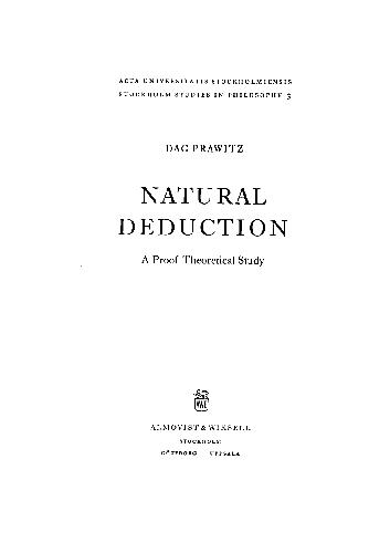 Natural Deduction: A Proof-Theoretical Study