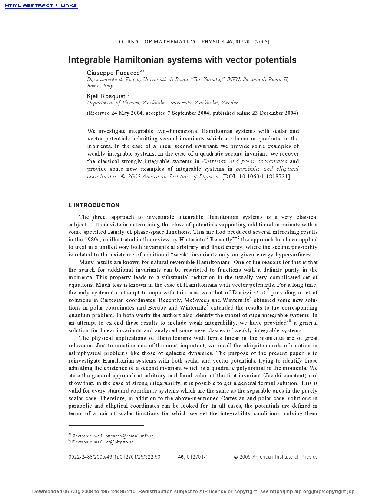 Integrable Hamiltonian systems with vector potentials