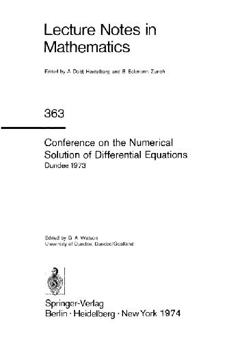 Conference on the Numerical Solution of Differential Equations