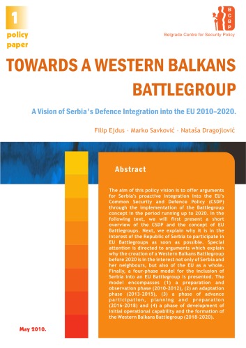 Towards the Western Balkans Battle Group