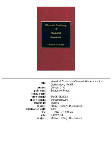 Historical dictionary of Malawi