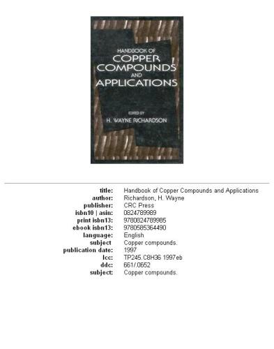 Handbook of copper compounds and applications