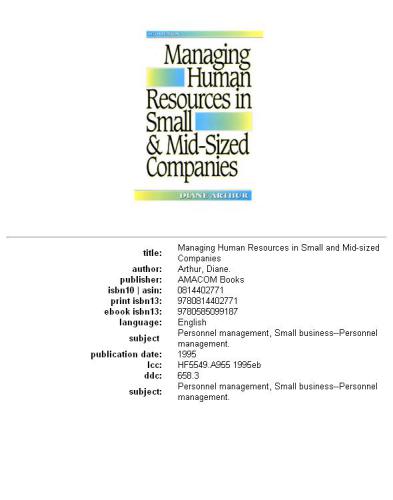 Managing Human Resources in Small & Mid-Sized Companies