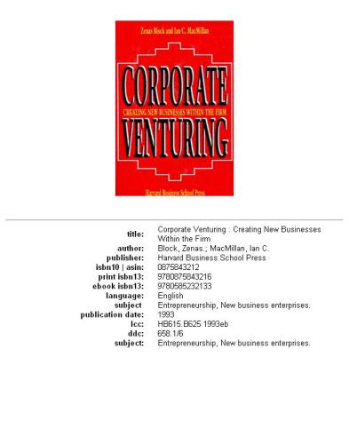 Corporate Venturing: Creating New Businesses Within the Firm