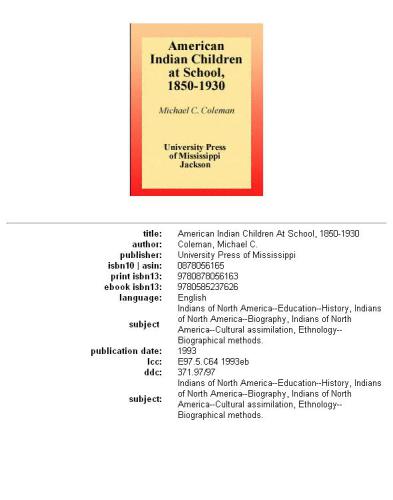 American Indian Children at School, 1850-1930