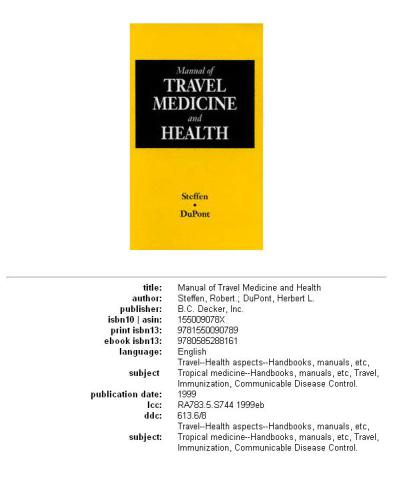 Manual of Travel Medicine and Health