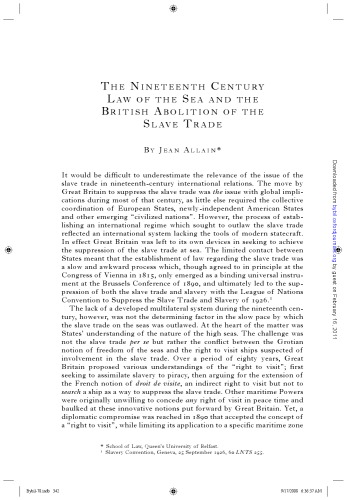 The Nineteenth Century Law of the Sea and the British Abolition of the Slave Trade