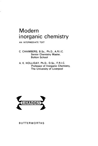 Modern inorganic chemistry, and intermediate text