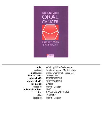 Working with Oral Cancer