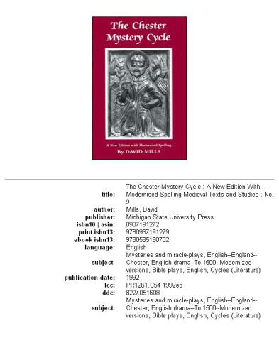 The Chester Mystery Cycle: A New Edition With Modernised Spelling (Medieval Texts and Studies ; No. 9)