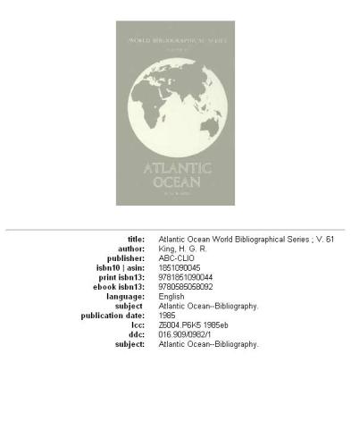 Atlantic Ocean (World Bibliographical Series)