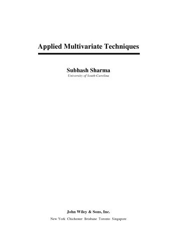 Applied Multivariate Techniques