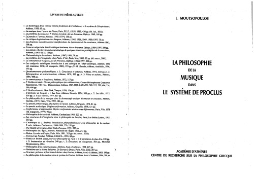 La philosophie de la musique dans le système de Proclus