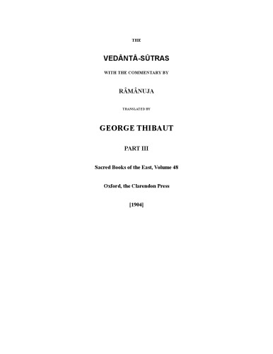 The Vedānta-sūtras with the commentary of Rāmānuja