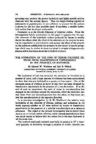 The Hydration of the Ions of Cesium Chloride Derived from Transference Experiments in the [...]inose