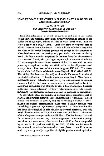 Some Probable Identities in Wave-Length in Nebular and Stellar Spectra (1915)(en)(2s)