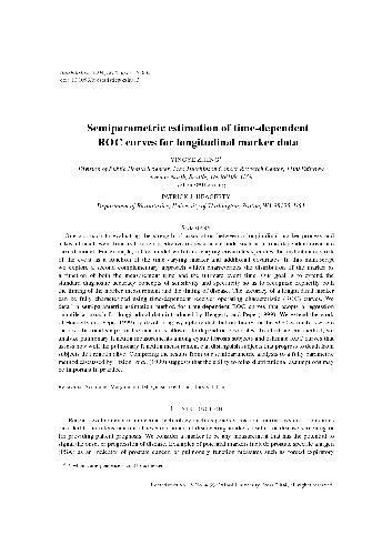 [Article] Semiparametric estimation of time-dependent ROC curves for longitudinal marker data