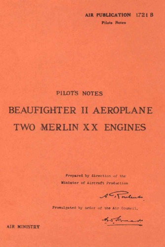 Pilots Notes Beaufighter II With Two Merlin XX