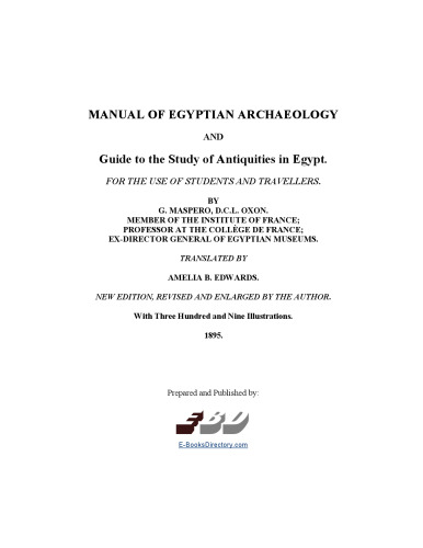 Manual of Egyptian archaeology and guide to the study of antiquities in Egypt