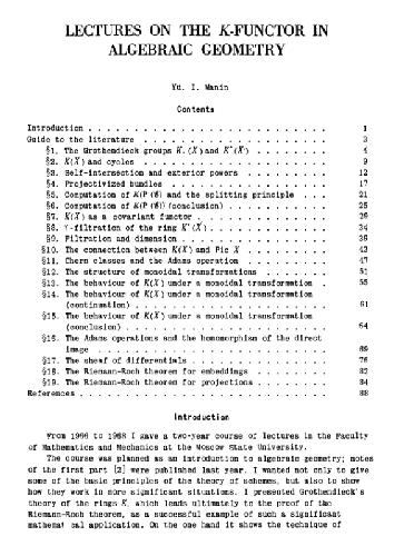 Lectures on the K-functor in algebraic geometry (1969)