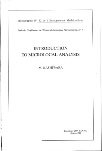 Introduction to Microlocal Analysis (L'Enseignement Mathématique, # 32)