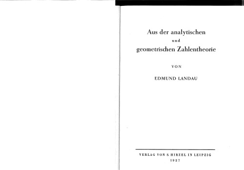 Aus der analytischen und geometrischen Zahlentheorie