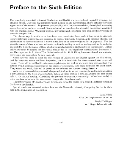 Table of integrals, series, and products